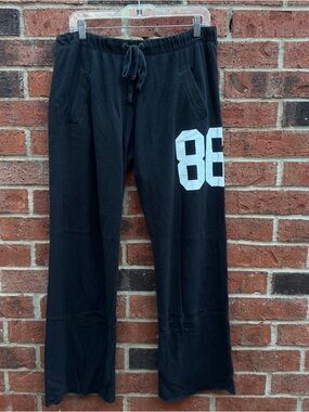 Victoria's Secret PINK Black Boyfriend Sweatpants with White '86' Graphic